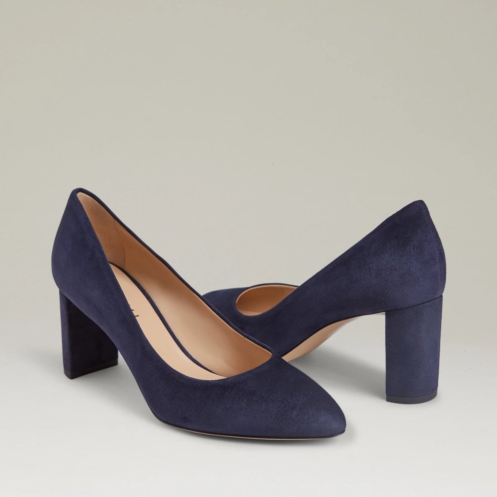 NWOB M.Gemi The Lustro (70mm) in deep midnight blue suede Sz 39½